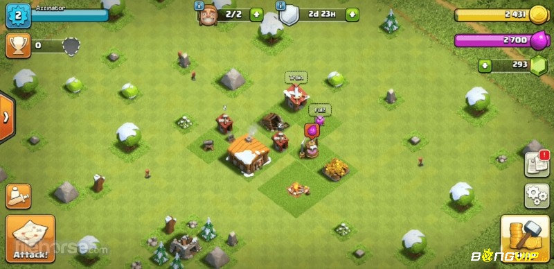Giao diện xây dựng làng trong Clash of Clans chế độ offline – lựa chọn hoàn hảo cho tín đồ game hay không cần wifi.
