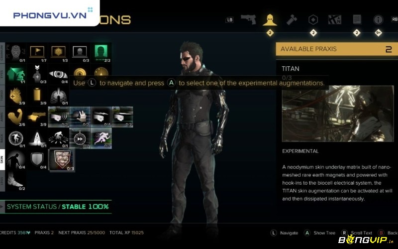 Tùy chỉnh kỹ năng Adam Jensen theo lối chơi riêng