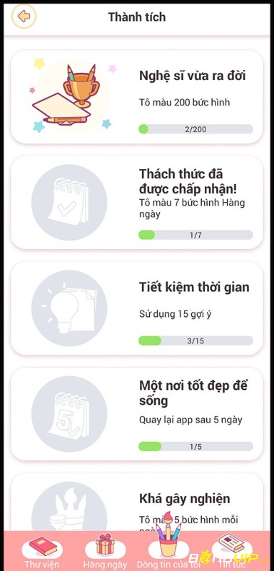 Happy Color có bảng thành tích cá nhân giúp người chơi theo dõi được thành tích bản thân mình đã đạt được