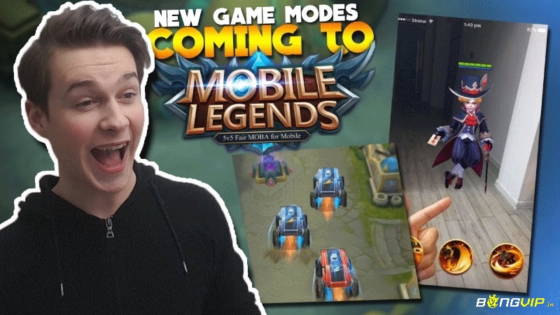 Người chơi cầm smartphone, hiển thị chế độ AR Battle Mode với hero xuất hiện lồng ghép vào phòng khách thực tế.