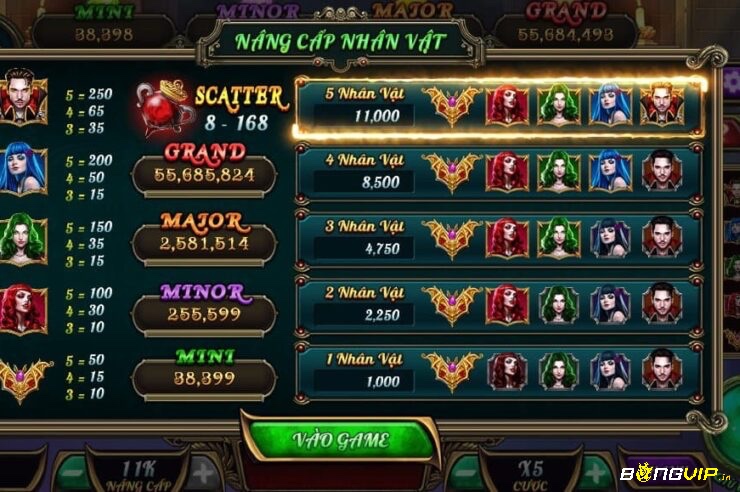 Hệ thống nhân vật đa dạng, vòng quay miễn phí và mini-game phụ là những điểm nổi bật thu hút người chơi.