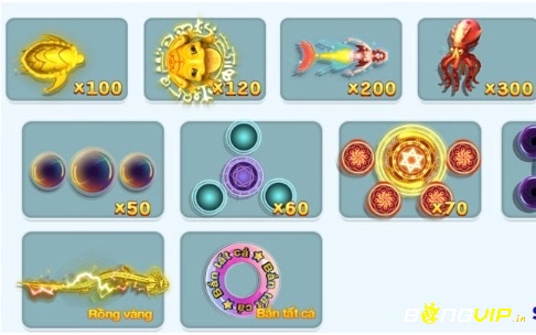 Bảng trả thưởng các loài cá lớn trong game bắn cá ăn xu