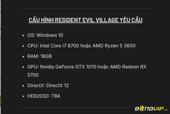 Cấu hình phần cứng tiêu chuẩn giúp chơi mượt các game zombie PC như Resident Evil Village