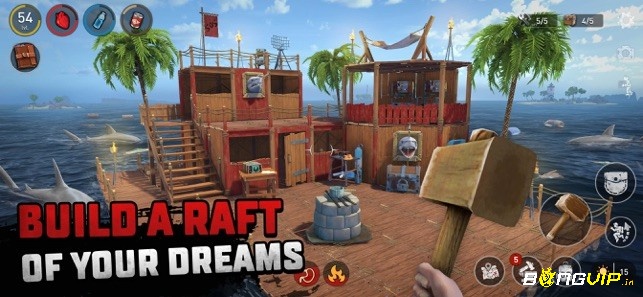 Raft Survival Mobile nổi bật với bối cảnh biển cả đầy khắc nghiệt và thử thách liên tục