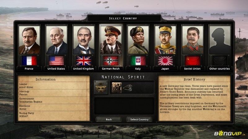  Chọn quốc gia dễ chơi như Italy, Brazil, Mỹ hoặc Đức 