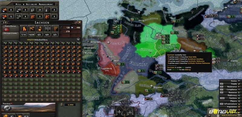 Quản lý Political Power, Manpower, Resources và Stability của game 