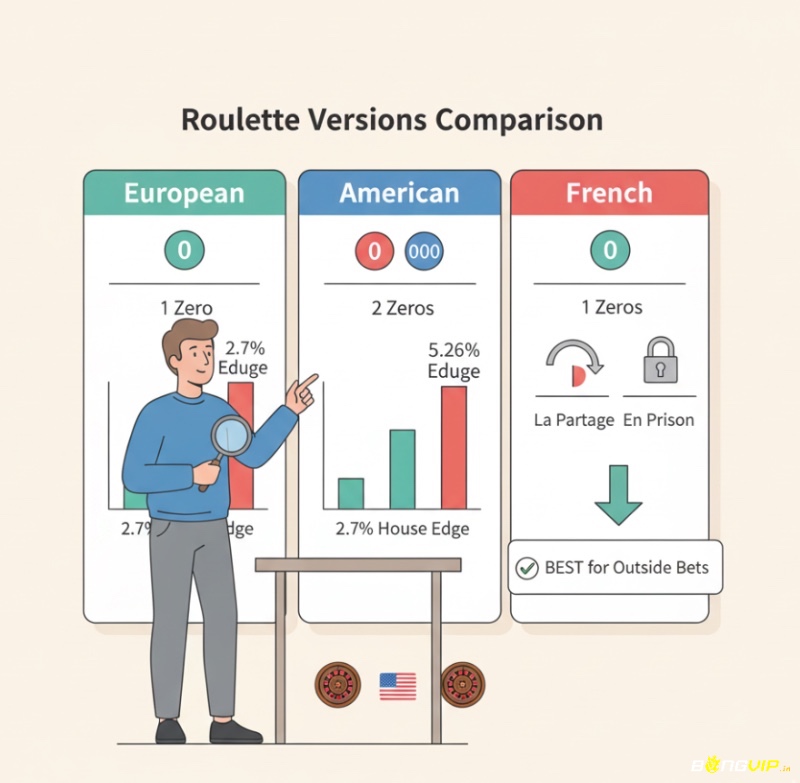 Người chơi roulette phân tích các phiên bản bàn quay để so sánh lợi thế nhà cái, tối ưu hóa cược ngoài