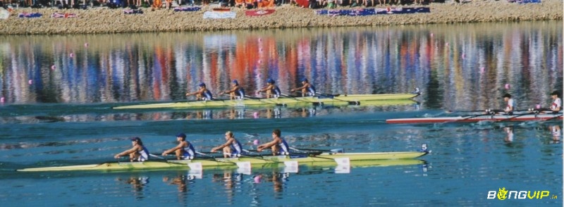 Vận động viên nhiều quốc gia xuất phát cùng lúc trên vùng nước rộng ở Olympic