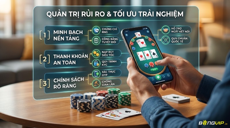 Quản trị rủi ro và tối ưu trải nghiệm chơi poker, trên nền tảng số, với minh bạch RNG, thanh khoản an toàn KYC/OTP và chính sách chống gian lận