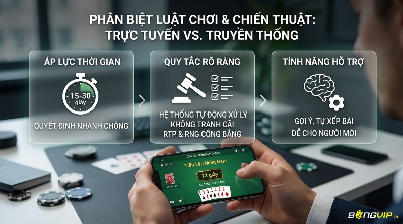 Phân biệt luật chơi tiến lên miền nam Tiến Lên Miền Nam online: áp lực thời gian 15-30 giây, quy tắc rõ ràng, tính năng hỗ trợ gợi ý xếp bài