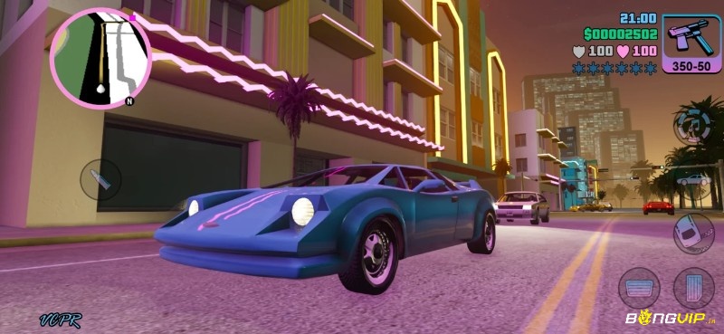 Thành phố mở trong Vice City tạo cảm giác tự do khi người chơi di chuyển và khám phá