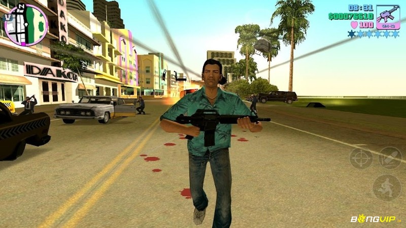 Các pha truy đuổi và giao tranh giúp Vice City giữ được nhịp hành động đặc trưng