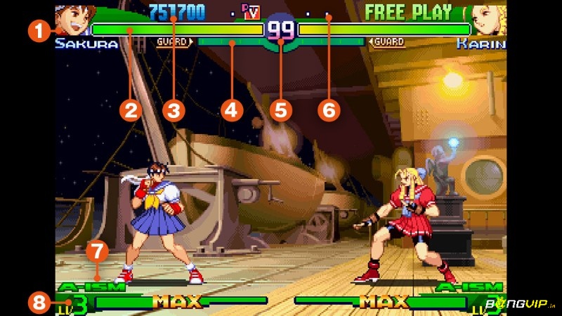 Street Fighter Alpha 3 nổi bật với đối kháng 2D nhanh và hệ thống combo đa dạng